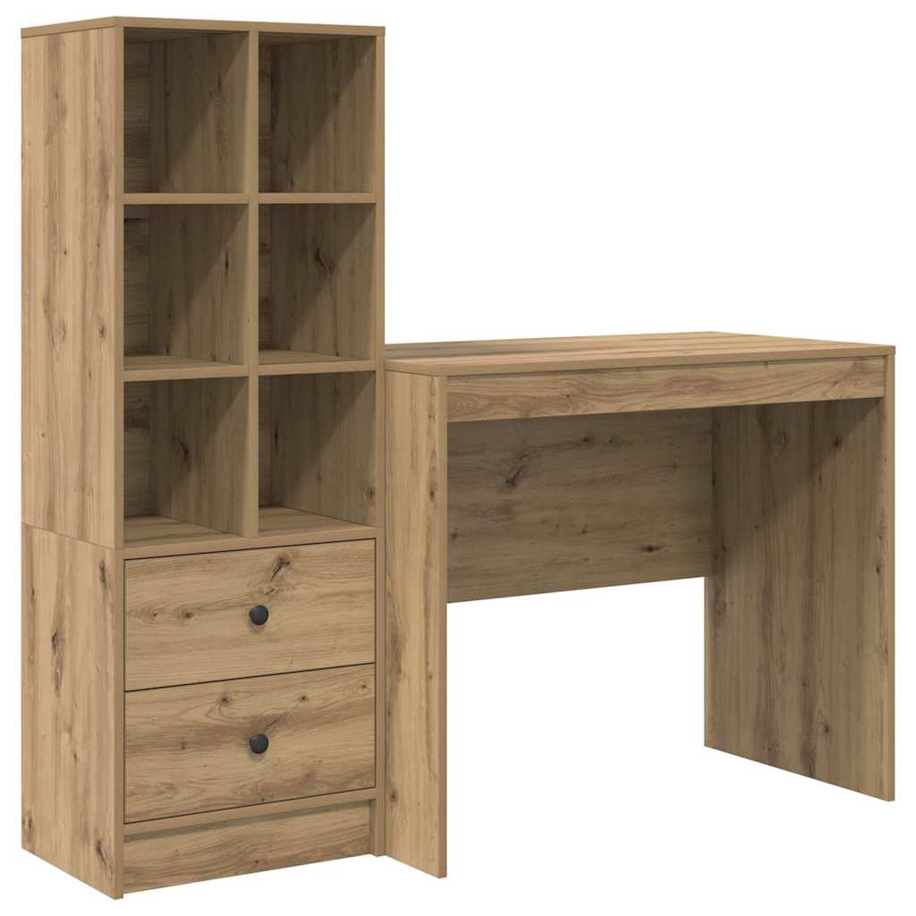 Desk with Drawer 2 pcs Artisan Oak