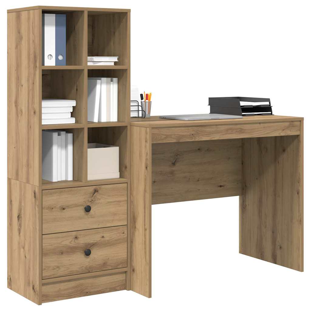 Desk with Drawer 2 pcs Artisan Oak