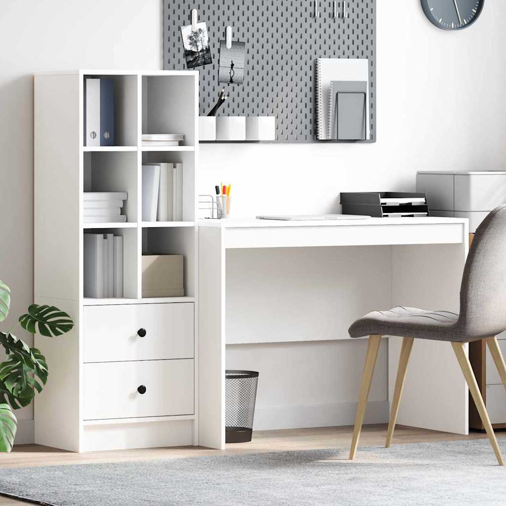 Desk with Drawer 2 pcs White