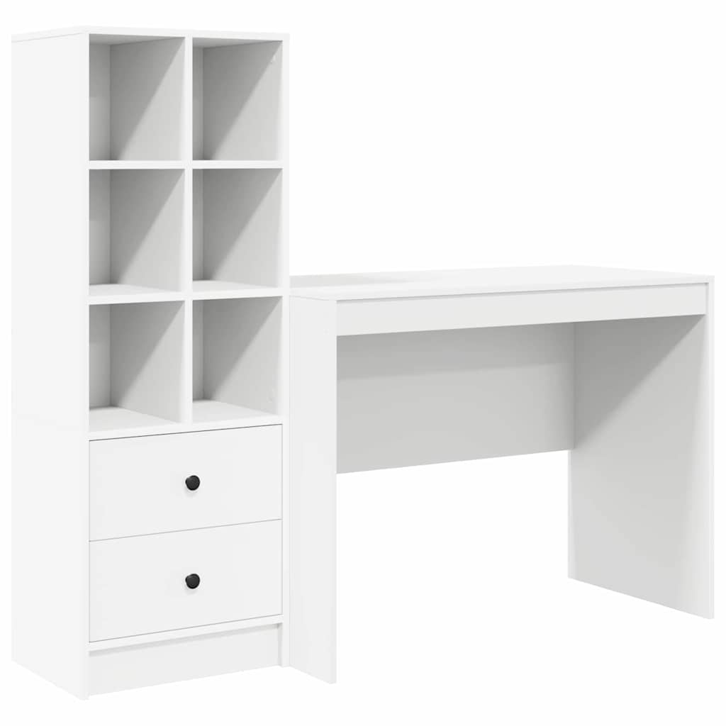 Desk with Drawer 2 pcs White