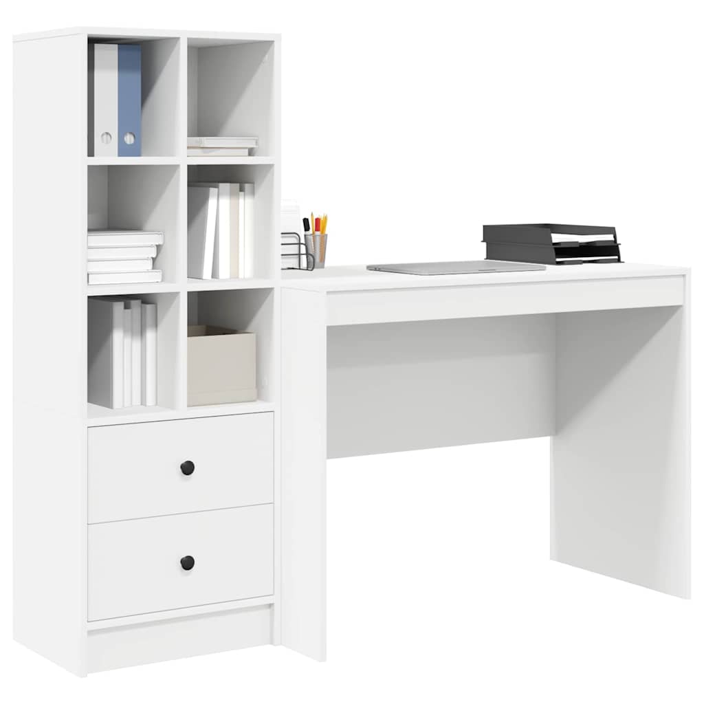 Desk with Drawer 2 pcs White
