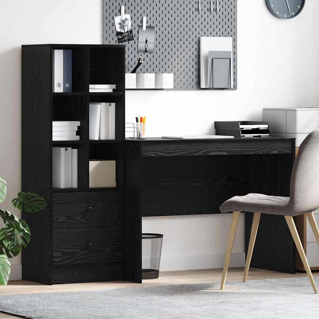 Desk with Drawer 2 pcs Black Oak