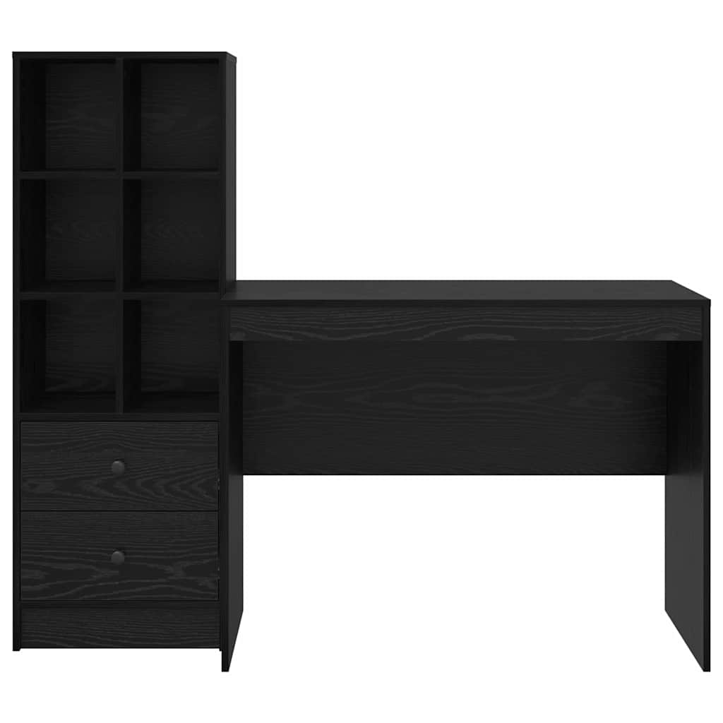 Desk with Drawer 2 pcs Black Oak