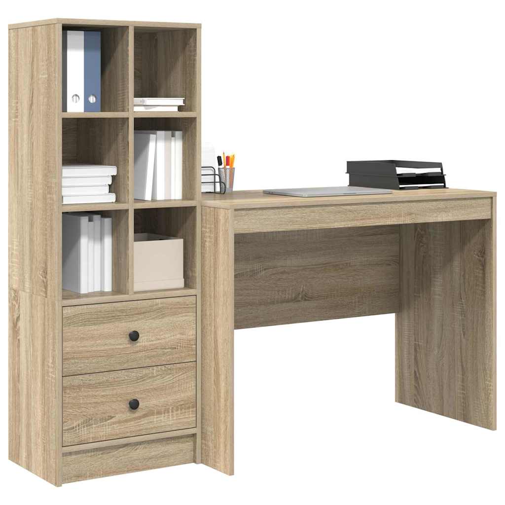 Desk with Drawer 2 pcs Sonoma Oak