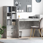 Desk with Drawer 2 pcs Concrete Grey