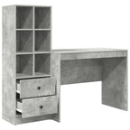 Desk with Drawer 2 pcs Concrete Grey