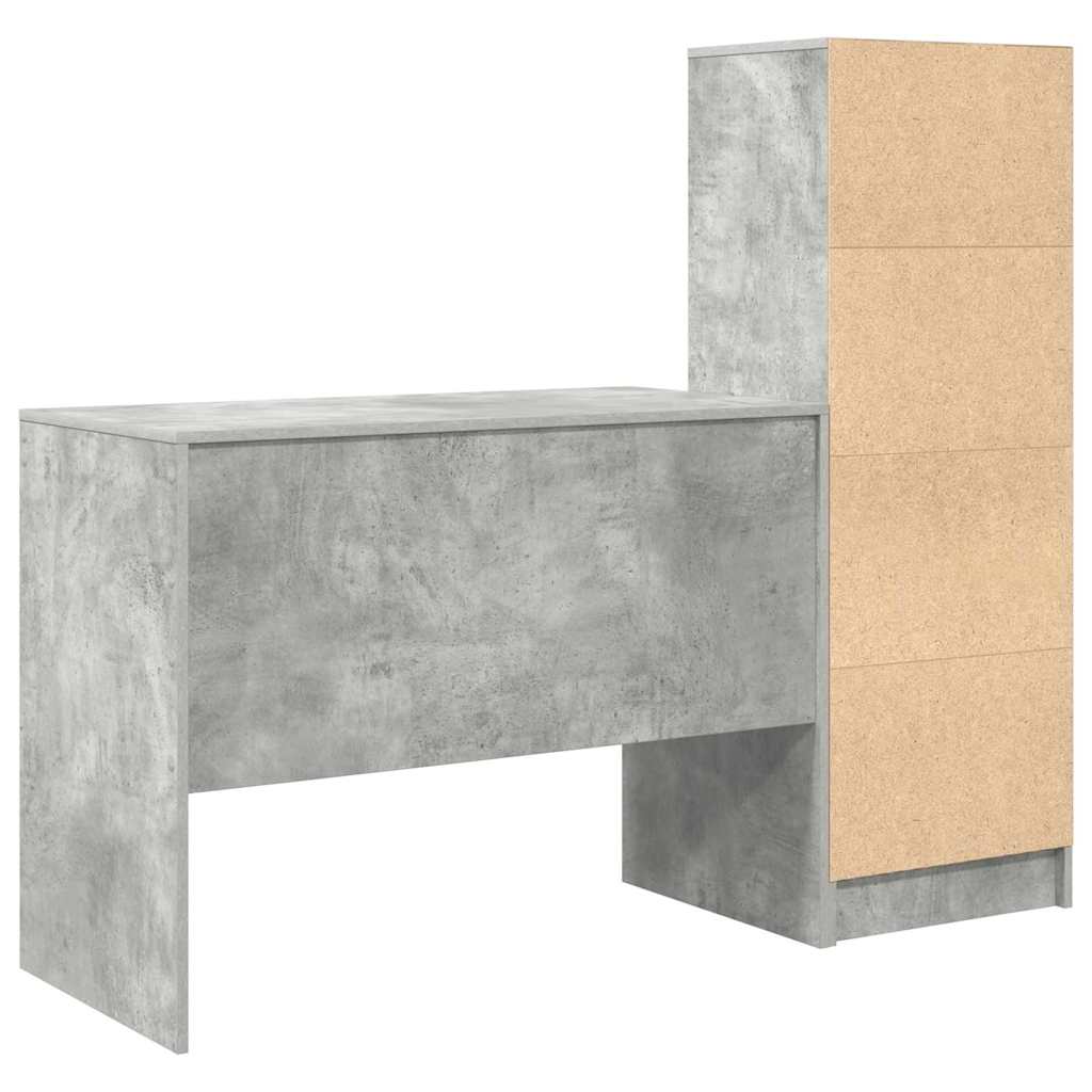 Desk with Drawer 2 pcs Concrete Grey