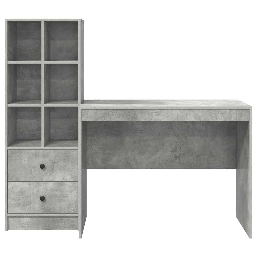 Desk with Drawer 2 pcs Concrete Grey