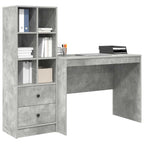 Desk with Drawer 2 pcs Concrete Grey