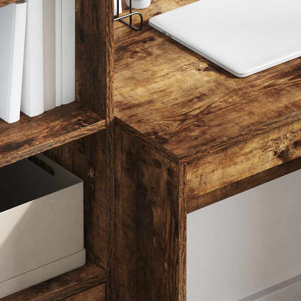 Desk with Drawer 2 pcs Smoked Oak