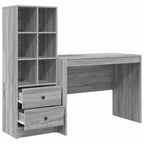 Desk with Drawer 2 pcs Grey Sonoma
