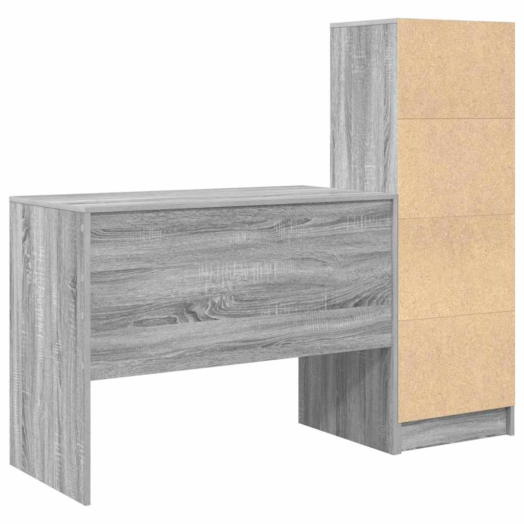 Desk with Drawer 2 pcs Grey Sonoma