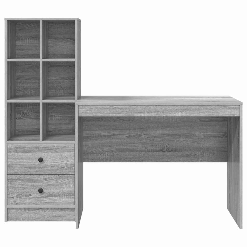 Desk with Drawer 2 pcs Grey Sonoma