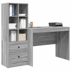 Desk with Drawer 2 pcs Grey Sonoma