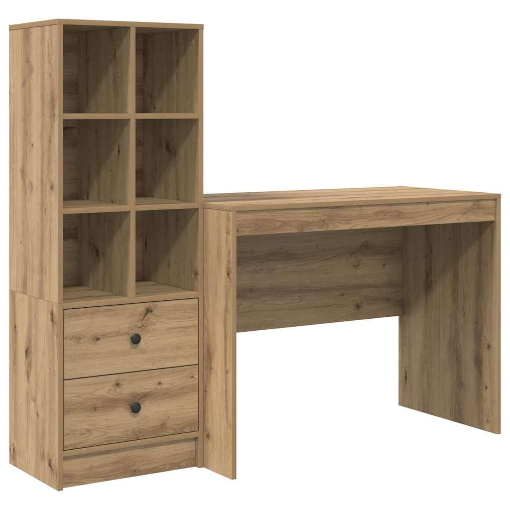 Desk with Drawer 2 pcs Artisan Oak