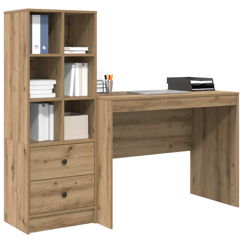 Desk with Drawer 2 pcs Artisan Oak