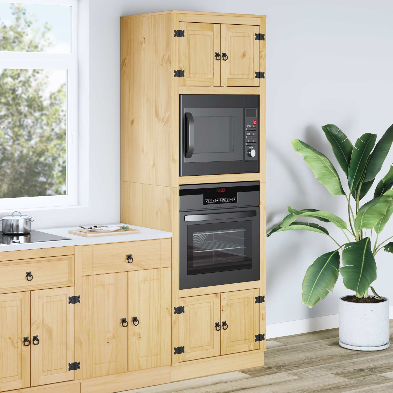 Cabinet with Shelf Honey 66 x 58 x 207 cm Solid Pine Wood