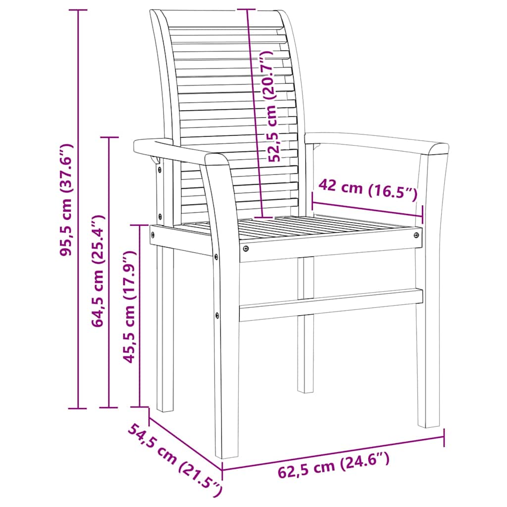 Dining Chair 4 pcs Brown 62.5 x 54. x 95.5 cm Solid Teak Wood