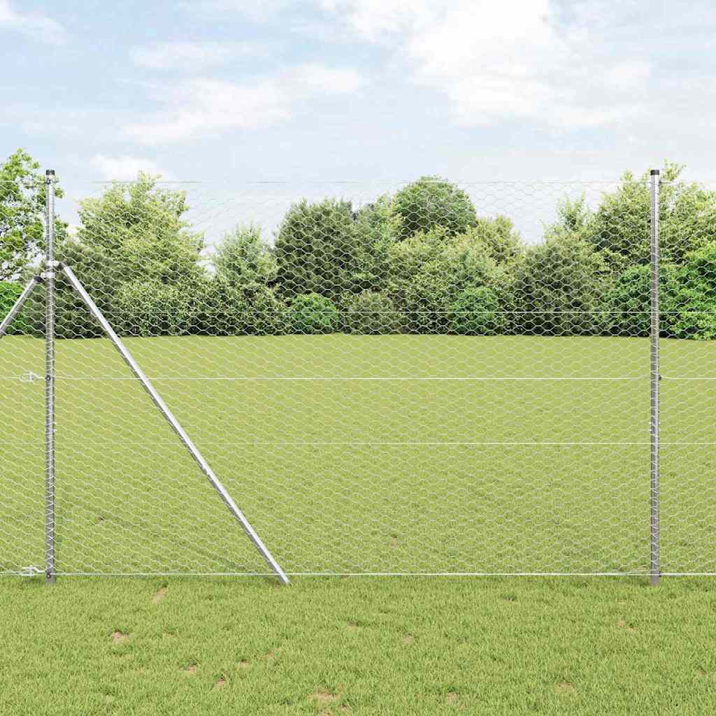 Hexagon Fence Silver 1.5 x 100 m Galvanised steel