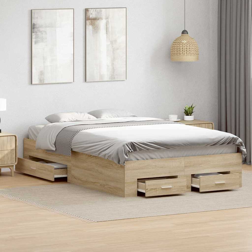 Bed Frame with Drawer Brown 120 x 200 cm Engineered Wood