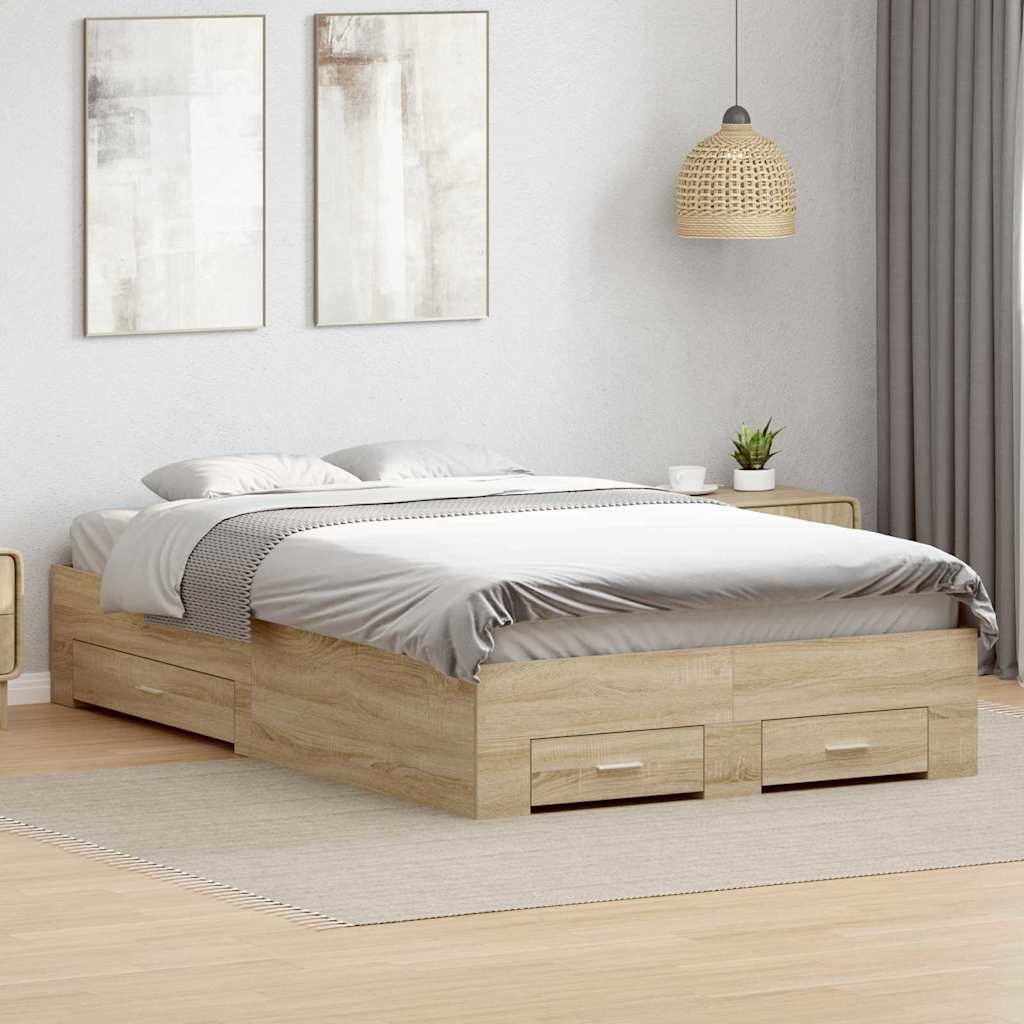 Bed Frame with Drawer Brown 120 x 200 cm Engineered Wood