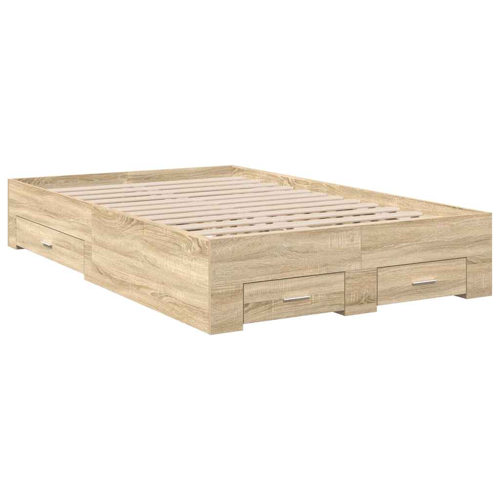 Bed Frame with Drawer Brown 120 x 200 cm Engineered Wood