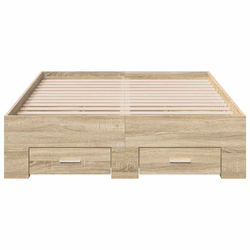 Bed Frame with Drawer Brown 120 x 200 cm Engineered Wood