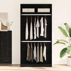 Wardrobe with Shelf Black Oak 100 x 50 x 200 cm Engineered Wood