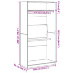 Wardrobe with Shelf Black Oak 100 x 50 x 200 cm Engineered Wood