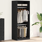 Wardrobe with Shelf Black Oak 80 x 50 x 200 cm Engineered Wood