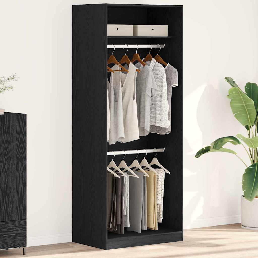Wardrobe with Shelf Black Oak 80 x 50 x 200 cm Engineered Wood
