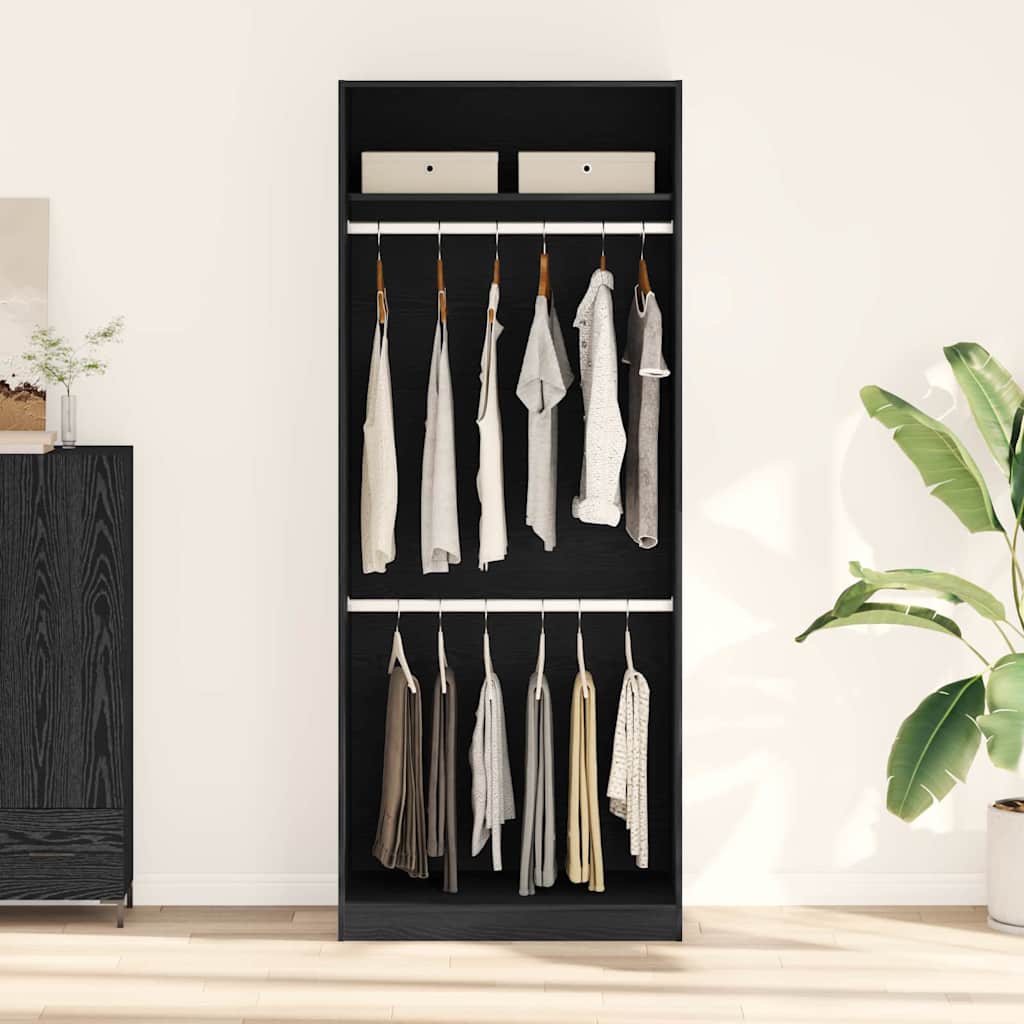 Wardrobe with Shelf Black Oak 80 x 50 x 200 cm Engineered Wood