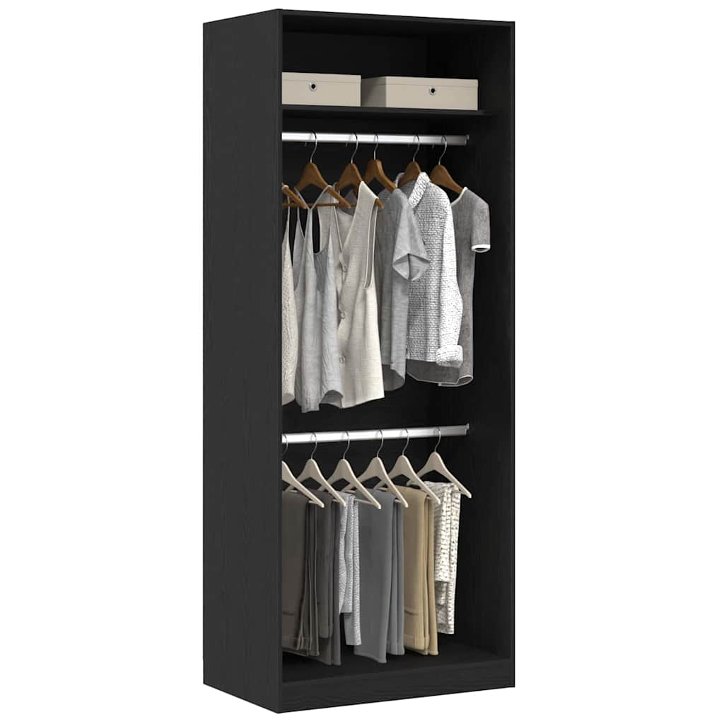Wardrobe with Shelf Black Oak 80 x 50 x 200 cm Engineered Wood