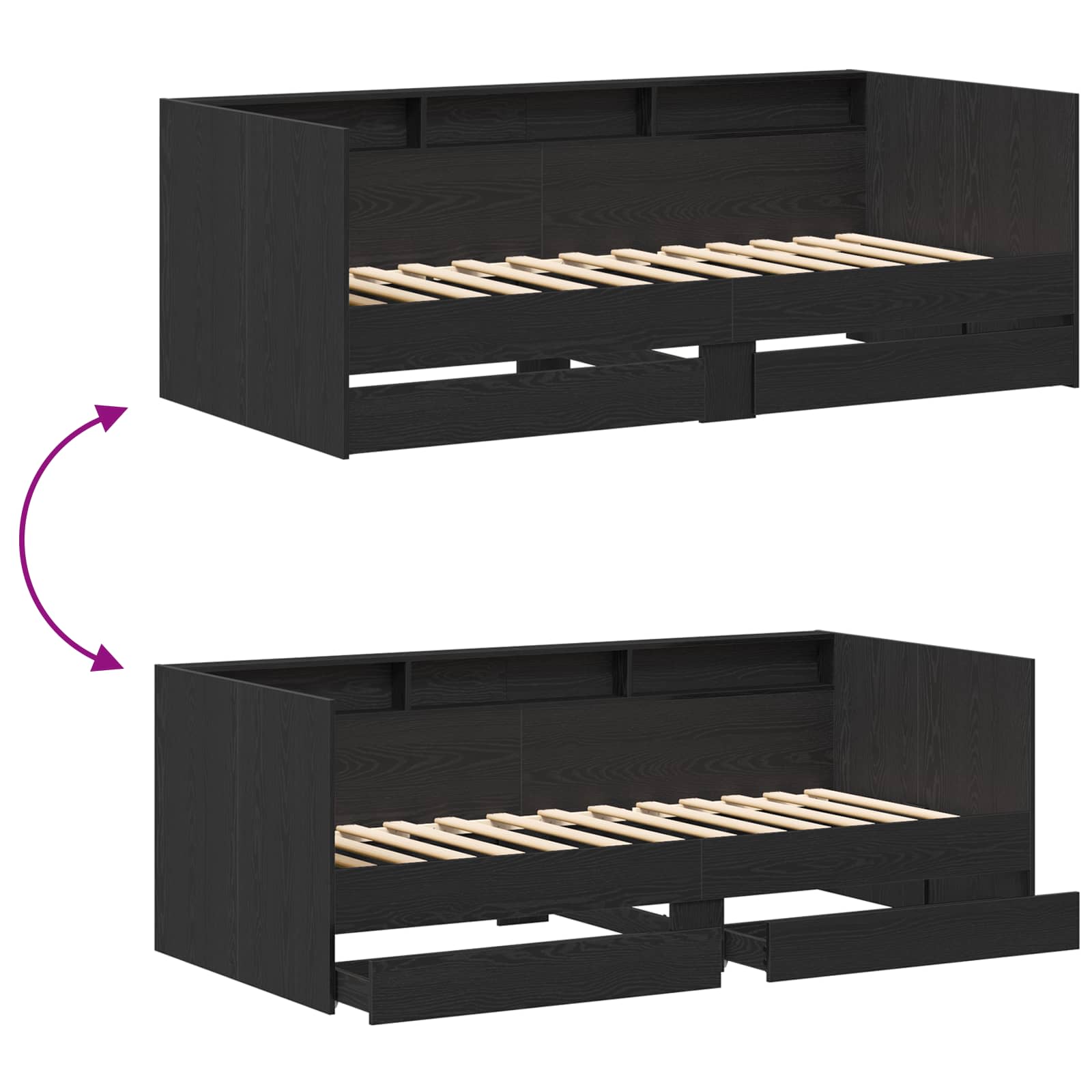 Day Bed with Drawer Grey 90 x 200 cm Engineered Wood