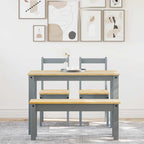 4 Piece Dining Set Panama Grey Solid Wood Pine