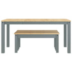 3 Piece Dining Set Panama Grey Solid Wood Pine