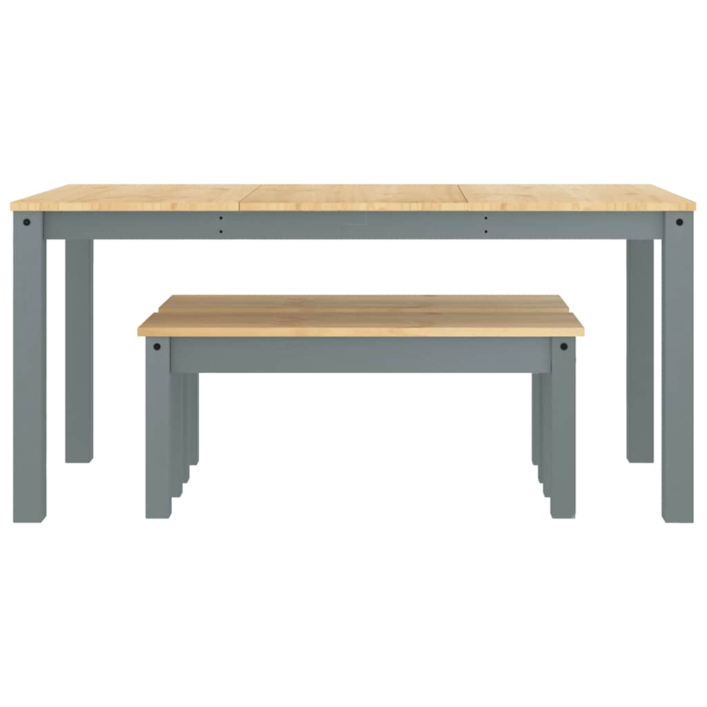 3 Piece Dining Set Panama Grey Solid Wood Pine