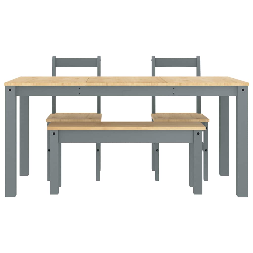 4 Piece Dining Set Panama Grey Solid Wood Pine
