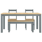 4 Piece Dining Set Panama Grey Solid Wood Pine