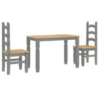 3 Piece Dining Set Panama Grey Solid Wood Pine