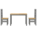 3 Piece Dining Set Panama Grey Solid Wood Pine