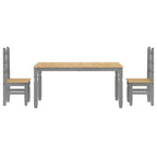 3 Piece Dining Set Panama Grey Solid Wood Pine