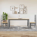 3 Piece Dining Set Panama Grey Solid Wood Pine