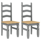 3 Piece Dining Set Panama Grey Solid Wood Pine