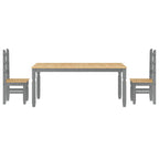 3 Piece Dining Set Panama Grey Solid Wood Pine