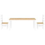 3 Piece Dining Set Panama White Solid Wood Pine