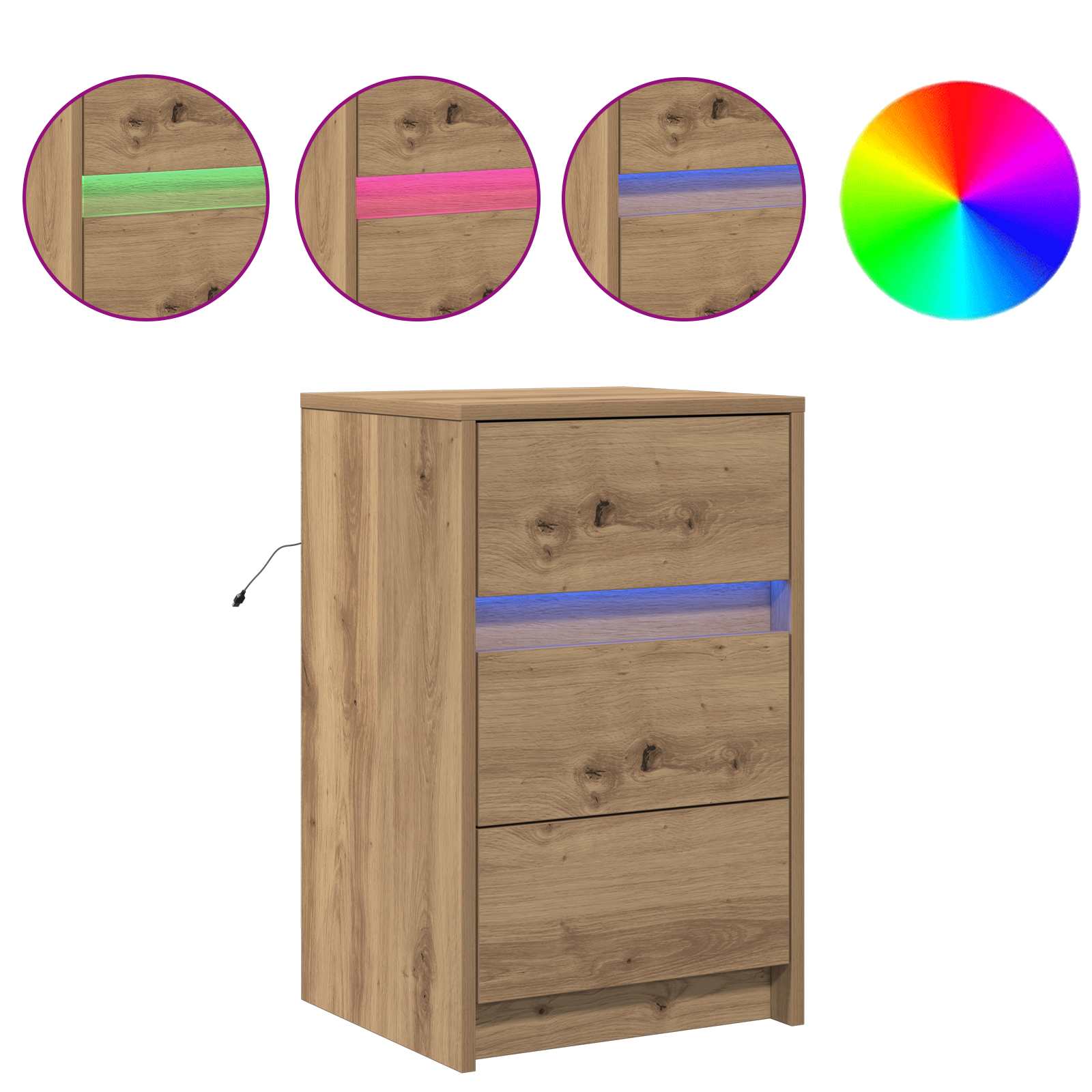 Bedside Cabinet Artisan Oak 38 x 34 x 61 cm Engineered wood