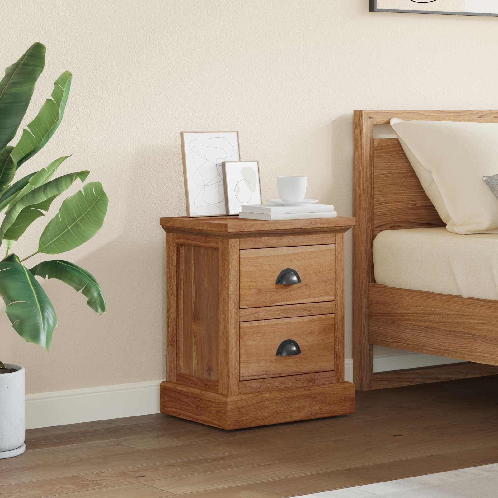 Bedside Table Natural 40 x 30 x 50 cm Solid Teak Wood