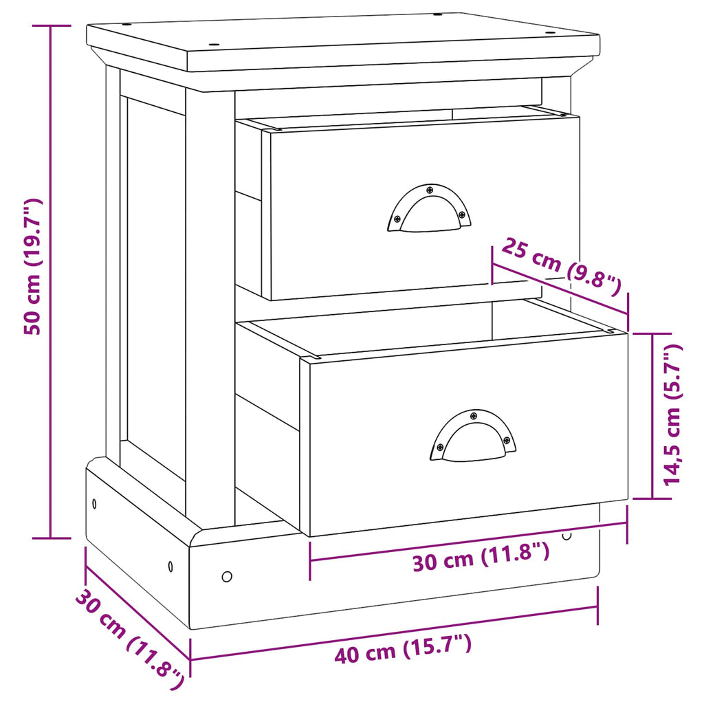 Bedside Table Natural 40 x 30 x 50 cm Solid Teak Wood