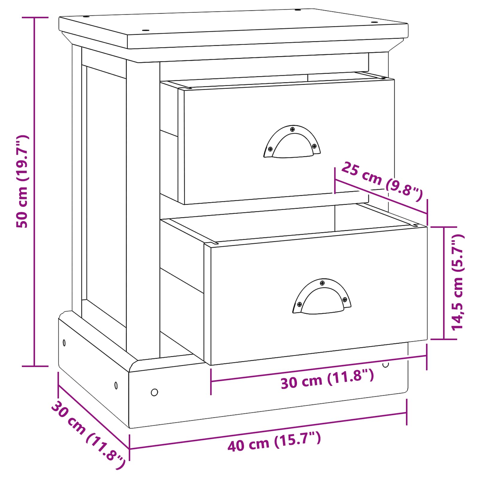 Bedside Table Natural 40 x 30 x 50 cm Solid Teak Wood